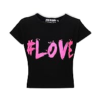 Kids Girls New Season # Love Printed Crop TOP T Shirt 7 8 9 10 11 12 13 Yr