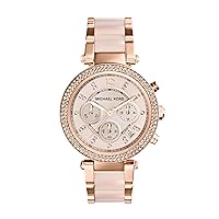Michael Kors Parker Women's Watch, Stainless Steel and Pavé Crystal Watch for Women with Steel, Leather, or Silicone Band