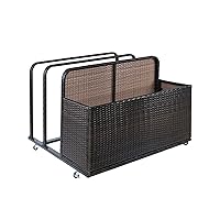Double Layer Poolside Float Storage,Outdoor Storage,Patio Poolside Float Storage Basket,Storage Box, PE Rattan Outdoor Pool Caddy with Rolling Wheels for Floaties,Patio, Pool, Beach-Sturdy,