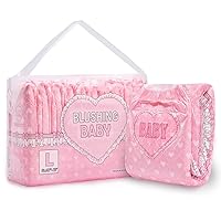 Littleforbig Printed Adult Brief Diapers 10 Pieces - Blushing Baby Pink(L)