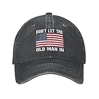 Don't let The Old Man in Vintage American Flag Hat Vintage Washed Caps for Men Women