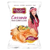 Cassava Chips, Thai Curry & Lime (6 Pack of 3 Ounce Individual Bags) - Gluten Free, Non-GMO, Vegan, Zero Trans Fats – Wai Lana