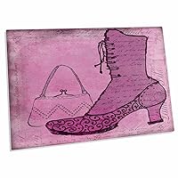 3dRose Purple Illustration with Ladies Boots and Handbag - Desk Pad Place Mats (dpd-288988-1)