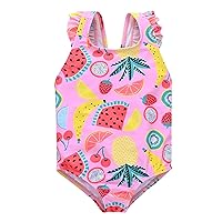 Baby Girl Fruit Swimming Costume Toddler Sleeveless Ruffle Strap Jumpsuit Beach Costume Child Casual Bikini