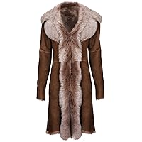 Beaver Ladies Women's Real Toscana Sheepskin Leather Suede Jacket Trench Coat M Brown