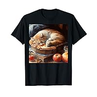 Funny Cat Sleep Apple Pie for Kids, Women, Men T-Shirt
