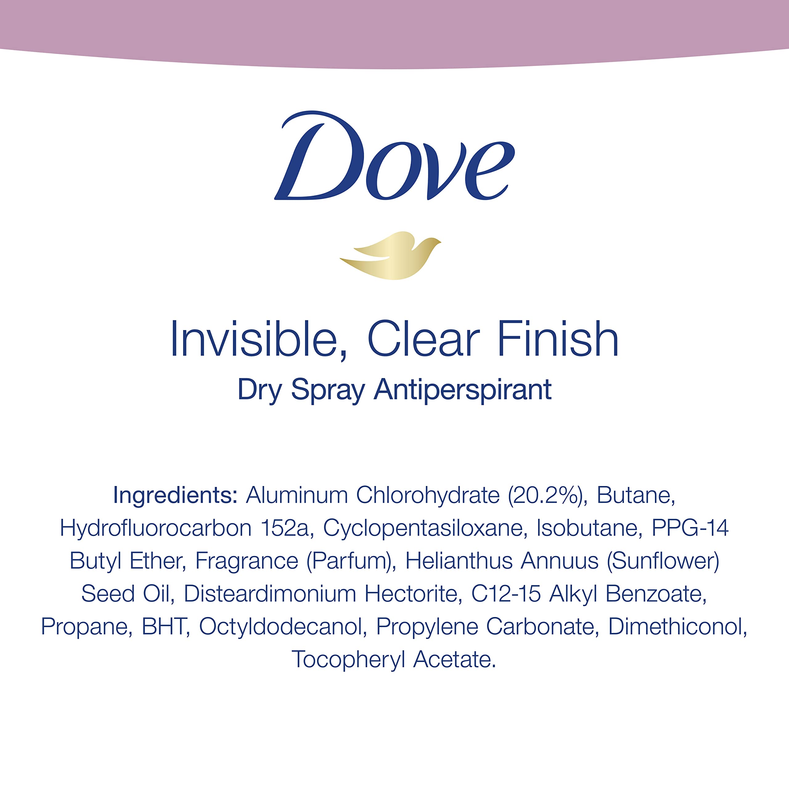Dove Antiperspirant Deodorant Dry Spray No White Marks Clear Finish Invisible 48-Hour Sweat and Odor Protecting Deodorant for Women, 3.8 Ounce (Pack of 3)