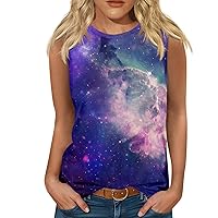 Outdoor Holiday Tank Tops Forwomen Casual Crop Round Neck Tops Slim Printing Soft Cool Fitted Sports T-Shirt