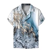 Novelty Hawaiian Shirts for Men Palm Tree Print Tropical Summer Casual Vacation Short Sleeve Button Down Shirts Beach Tops