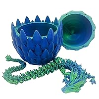Dragon Egg with Dragon Inside 3D Printed Articulated Flexible Dragon Toy PLA Stress Relief Dragon Egg Toy Gift, Green 1 Piece Dragon Egg with Dragon Inside