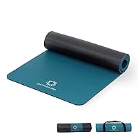 Yoga Mat Eco-Friendly Material 1/2 inch Non-Slip Yoga Pilates Fitness at Home & Gym 4 Colors with Carrying Case & Strap