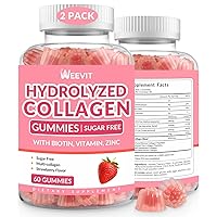 Collagen Gummies for Women, Vegan Hydrolyzed Collagen Peptides Gummies with Biotin, Collagen Supplements Gummy with Vitamin B12, C, D, Zinc for Hair Skin Nail