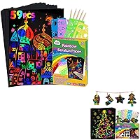ZMLM Scratch Paper Art Set for Kids: Magic Drawing Art Craft Kid Black Scratch Off Paper Supply Kit for Age 3 4 5 6 7 8 9 10 Girl Boy Holiday|Party Favor|Birthday Gift