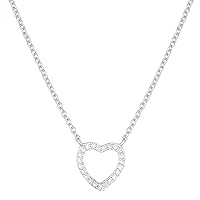 Kooljewelry Sterling Silver Cubic Zirconia Heart Necklace (18 inch)