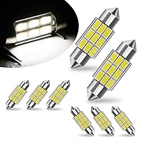 8 PCS Car 36mm LED Bulb, DC12V 5630-9SMD 6000K Super Bright Double-pointed Reading License Plate Light, Efficient Heat Dissipation 50000H Long Life Bulb, Universal for Cars Lighting (White)