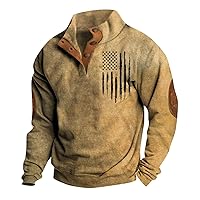 American Flag Sweatshirt for Mens Vintage Sweatshirt Button Up Stand Collar Pullover Casual Fall Fashion Men Jacket