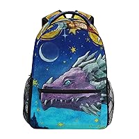 ALAZA Dragon Starry Sky Anime Backpack Purse with Multiple Pockets Name Card Personalized Travel Laptop School Book Bag, Size S/16 inch