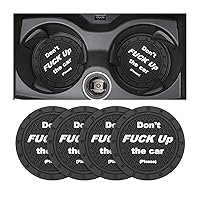 8sanlione Car Cup Coaster, 4Pcs 2.75 Inch Auto Cup Holder Insert Coasters, Non-Slip Waterproof Embedded Drink Mat, Automotive Interior Accessories for Men and Women (A Black/4PCS)
