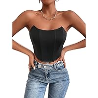 Women's Tops Curved Hem Tube Top Sexy Tops for Women