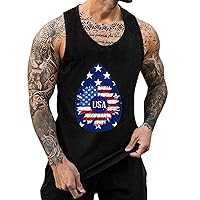 Mens American Flag Tanks Casual 1776 4th of July Shirts USA Flag Patriotic Graphic Tees Gym Workout Bodybuilding Tanks