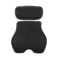 ontto Kit Car Seat Headrest and Back Support,Breathable Leather Neck Pillow Lumbar Support Relieve Neck Pain and Muscle Tension Black