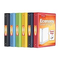 3 Ring Binders, 1.5 Inch, Round Rings, Holds 350 Sheets, ClearVue Presentation View, Non-Stick, Assorted Bright Colors, 6 Pack (79557)