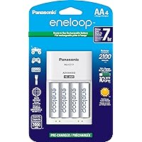 Panasonic K-KJ17MCA4BA Advanced Individual Cell Battery Charger Pack with 4 AA eneloop 2100 Cycle Rechargeable Batteries