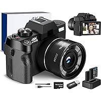 4k Digital Cameras for Photography, Video/Vlogging Camera for YouTube with WiFi & App Control, Travel Camera with 32GB TF Card & 2 Batteries,Compact Camera,Great Gift Choice
