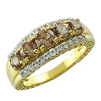 Carillon Andalusite Round Shape 4MM Natural Earth Mined Gemstone 14K Yellow Gold Ring Unique Jewelry for Women & Men