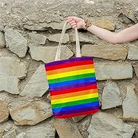 Women's Shoulder Bag Canvas Bag Shopping Bag Rainbow Stripes-Clear