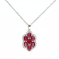 925 Sterling Silver Ruby Cubic Zirconia CZ Gemstone Pendant | Hallmarked Jewellery | Handmade Gifts For Girls, Women