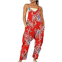 SNKSDGM Womens Casual Loose Jumpsuits Sleeveless Solid Oversized Bib Overall Fashion Onesie Wide Leg Pants Jumpers