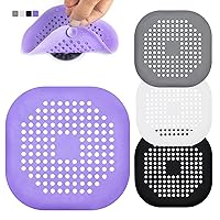 Hair Catcher Durable Silicone Square Shower Drain Hair Stopper Covers Easy to Install and Clean Suit for Bathroom Bathtub and Kitchen 4Pack