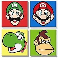 VINDIJA Framed Paint by Numbers for Kids - 4 Pack Mario Paint by Numbers for Kids Ages 4-8-12, Kids Paint by Number Kits on Canvas, DIY Acrylic Oil Painting Kits for Home Wall Decor, 8x8in