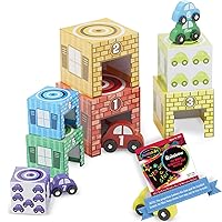 Nesting & Sorting Garages & Cars: Activity Kit Bundle with 1 Me l i ssa & Doug Rainbow Scratch Art Mini-Pad (02435 - R)