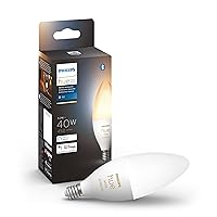 Smart 40W B39 Candle-Shaped LED Bulb - White Ambiance Warm-to-Cool White Light - 1 Pack - 450LM - E12 - Indoor - Control with Hue App - Works with Alexa, Google Assistant and Apple Homekit