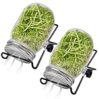 Sprouting Jar 2 Sets Wide Mouth Seed Sprouter with Mesh Lid 16oz Sprouting Kit with Adjustable Stand 4.92in Transparent Sprouts Growing Kit for Beans Broccoli Garden Supplies