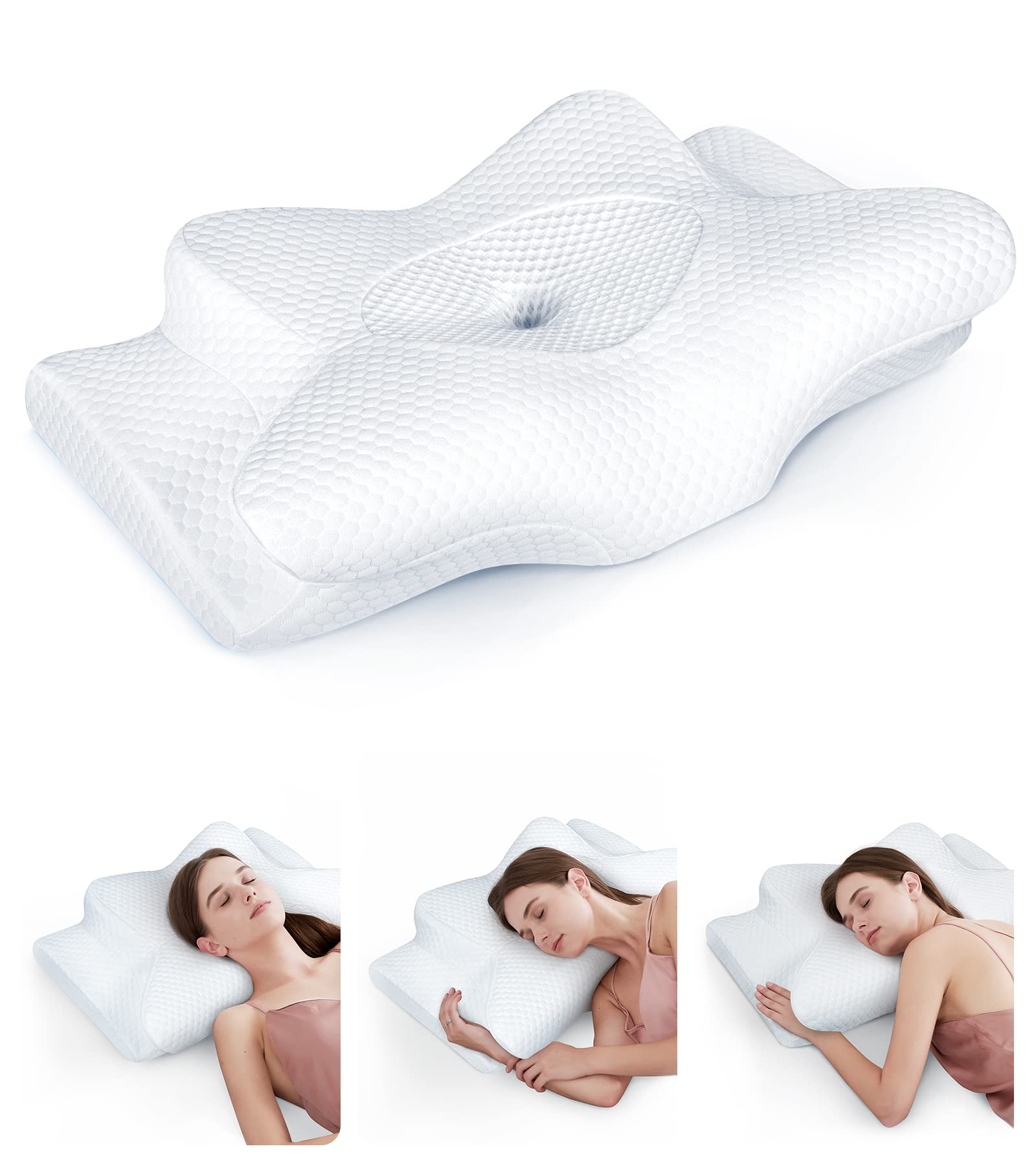 Cervical Contour Memory Foam Bed Pillow Ergonomic Orthopedic Design FB 