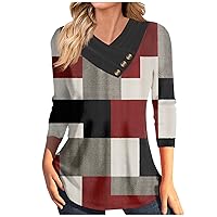 Tunic Tops for Women Loose Fit Summer Sexy V Neck Long Sleeve Cute Shirts Casual Plus Size Button Down Fall Blouses