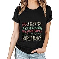 Go Jesus Funny Letter Print Shirts Women Christian Casual Tee Top Summer Short Sleeve Crew Neck Blessed Blouses