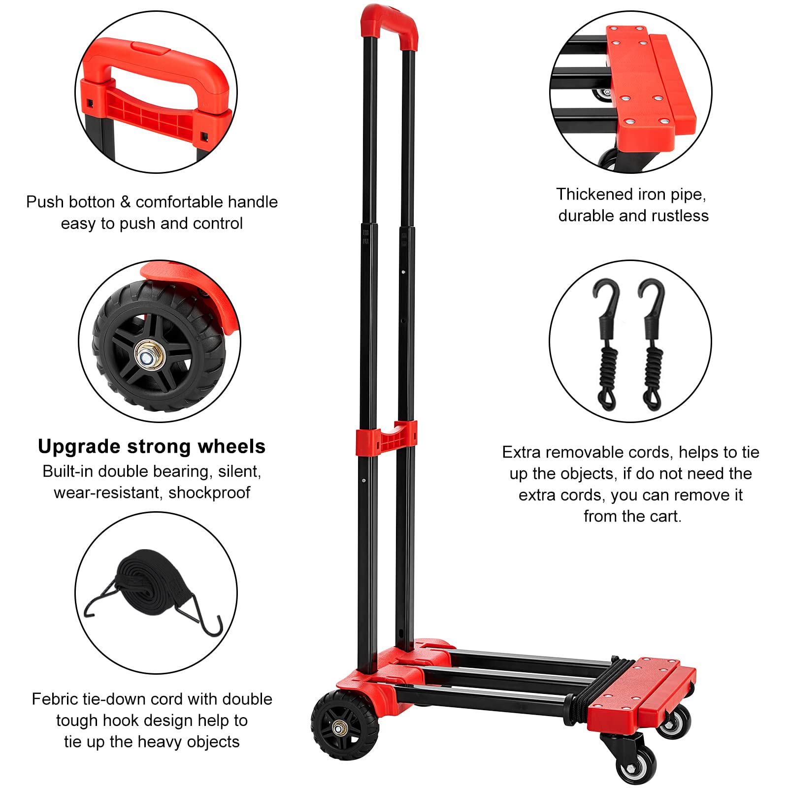 Mua KEDSUM Folding Hand Truck, 290 lbs, Wheels Solid Construction Heavy  Duty Utility Cart, Portable Fold Up Dolly, Compact and Lightweight for  Luggage, Personal, Travel, Moving and Office Use(Red) trên Amazon