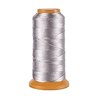Pandahall 550m/601 Yards 0.5mm Polyester Cord Sewing Thread for Beading Craft Jewelry Making Sewing Clothes Bookbinding Repairing (Silver)