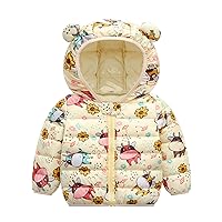 Baby Boy Girls Cute Winter Warm Coat Jacket Toddler Puffer Down Jacket Coats Cute Print Coat Lightweight Jacket