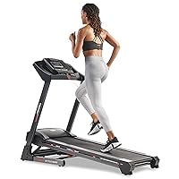 Sunny Health & Fitness Premium Treadmill with Auto Incline, Dedicated Speed Buttons, Double Deck Technology, Digital Performance Display, BMI Calculator & Pulse Sensors with Optional SunnyFit App