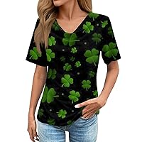 Women Blouse,Short Sleeve Plus Size Top Loose Green St. Patrick's Printed Shirt Summer Casual Fashion Tee T Shirt