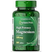 Puritan's Pride High Potency Magnesium Tablets, 500 mg, 100 Count