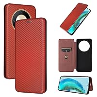 ZORSOME for Honor Magic 6 Lite/ X9B/ X50 5G Flip Case,Carbon Fiber PU + TPU Hybrid Case Shockproof Wallet Case Cover with Strap,Kickstand,Stand Wallet Case for Honor Magic 6 Lite/ X9B/ X50 5G,Brown