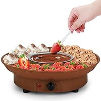 Beyoung Electric Fondue Pot,Chocolate Fondue Maker With Temperature Control and Detachable Serving Trays Great for Dipping Snacks,Bread in Chocolate,Meaningful Birthday Wedding Day Gift (Brwon)