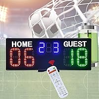 GANXIN Basketball Digital Scoreboard with Remote,Battery Powered Portable  Tabletop Electronic Scoreboard with 75dB Buzzer,Countdown Timer & Score for