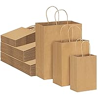 Moretoes 150pcs Paper Bags with Handles Assorted Sizes Kraft Gift Bags Bulk, Brown Paper Bags for Small Business, Shopping Bags, Retail Bags, Party Bags, Merchandise Bags, Favor Bags
